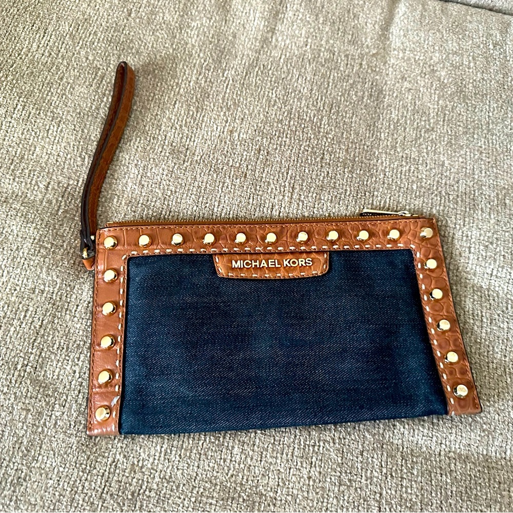 Dark denim wristlet